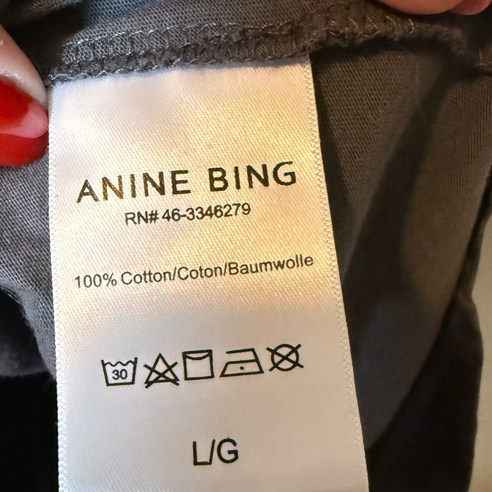 Anine Bing Grey Cotton Basic Python Tee Size Large - image 6